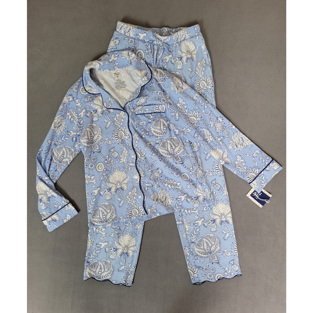 Target x Roller Rabbit - Women's Floral Vines Pajama Set Blue Size XS NWT